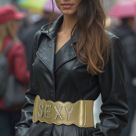 New Women Gold Elastic Waistband Wide Fashion Belt Silver SEXY Dressy Look S M - Picture 17 of 17